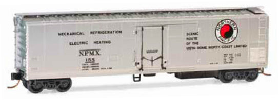 Micro-Trains 51' 3-3/4" Riveted Side Mechanical Reefer - Ready to Run -- Northern Pacific NPMX #155 (silver, Vista Dome North Coast Limited Slogan) - 489-6900150