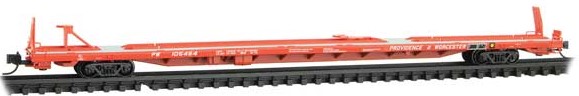 Micro-Trains 89'4" TOFC Intermodal Flatcar - Ready to Run -- Providence & Worcester #105464 (vermillion, white) - 489-7100591