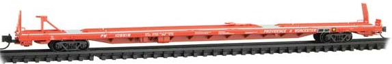Micro-Trains 89'4" TOFC Intermodal Flatcar - Ready to Run -- Providence & Worcester #105519 (vermillion, white) - 489-7100592