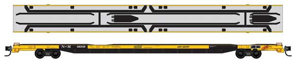Micro-Trains N 89'4" Intermodal Container Flatcar (COFC) - Ready to Run -- Nacoinales de Mexico #40332 (yellow, black, gray)
