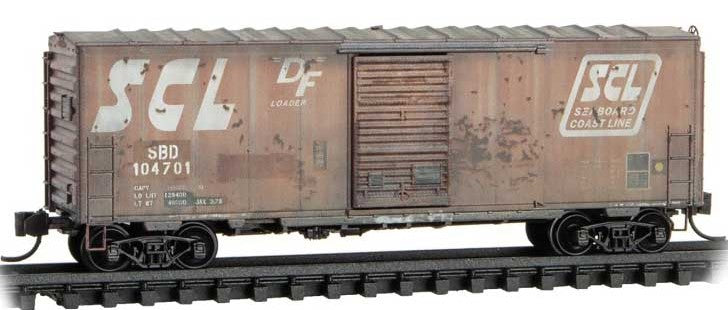 Micro-Trains 40' Single-Door Boxcar No Roofwalk - Ready to Run -- Seaboard Coast Line SAL #104701 (Ex-SCL, Boxcar Red, Large Logo, CSX Series - 489-7344550