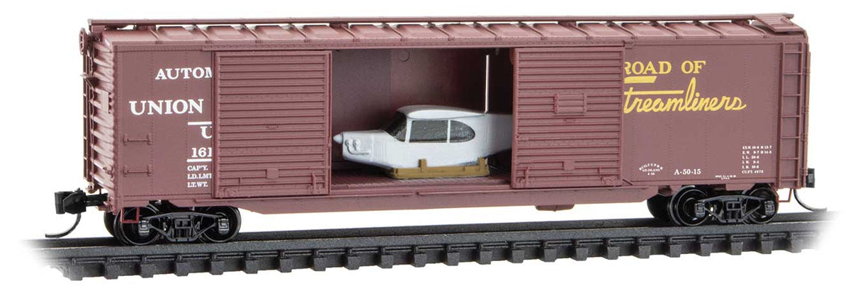50' Double-Door Auto Boxcar with End Doors - Ready to Run -- Union Pacific 50' Auto Box Car with Plane Load