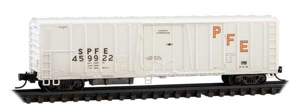 Micro-Trains 081 00 080 N PC&F Class R-70-13 Steel Mechanical Reefer No Roofwalk - Ready to Run -- Pacific Fruit Express #459922 (Early 1980s, white, orange, black)