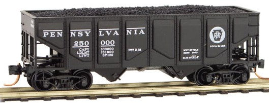 Micro-Trains USRA 33' Panel-Side 2-Bay Hopper - Ready to Run -- Pennsylvania Railroad #250000 (black, Circle Keystone) - 489-8500080