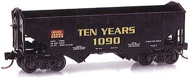 Micro-Trains 33' Open 2-Bay Hopper -- Micro-Trains Line 10th Anniversary (black, white, yellow w/red & yellow logo - 489-90020