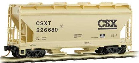Micro-Trains ACF 39' 2-Bay Center-Flow Covered Hopper w/Round Hatches - Ready to Run -- CSX #226680 (beige, black) - 489-9200351