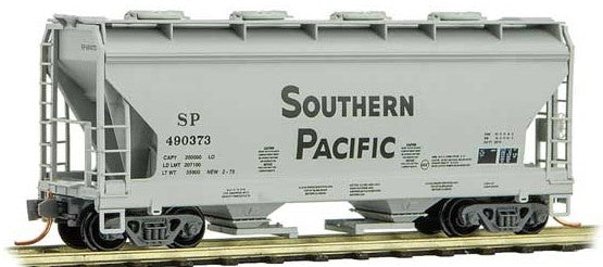 Micro-Trains ACF 39' 2-Bay Center-Flow Covered Hopper w/Round Hatches - Ready to Run -- Southern Pacific #490373 (gray, black) - 489-9200361