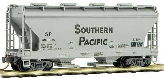 Micro-Trains ACF 39' 2-Bay Center-Flow Covered Hopper w/Round Hatches - Ready to Run -- Southern Pacific #490394 (gray, black) - 489-9200362