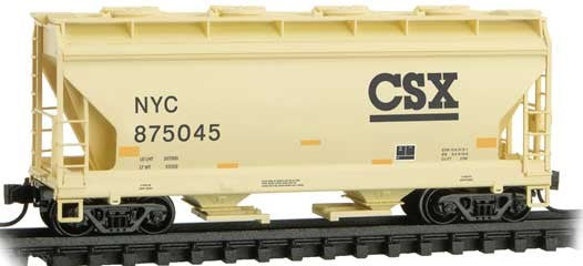 Micro-Trains ACF 39' 2-Bay Center-Flow Covered Hopper - Round Hatches - Ready to Run -- CSX NYC #875045 (tan, black) - 489-9200522