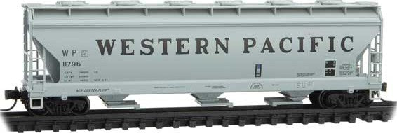 Micro-Trains ACF 3-Bay Center Flow Covered Hopper with Round Hatches - Ready to Run -- Western Pacific #11796 (gray, black, Billboard Lettering) - 489-9300180