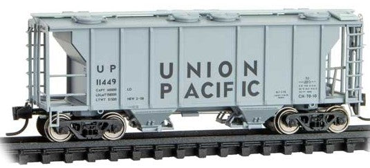 Micro-Trains PS-2 2-Bay Covered Hopper - Ready to Run -- Union Pacific #11449 (gray, black) - 489-9500032