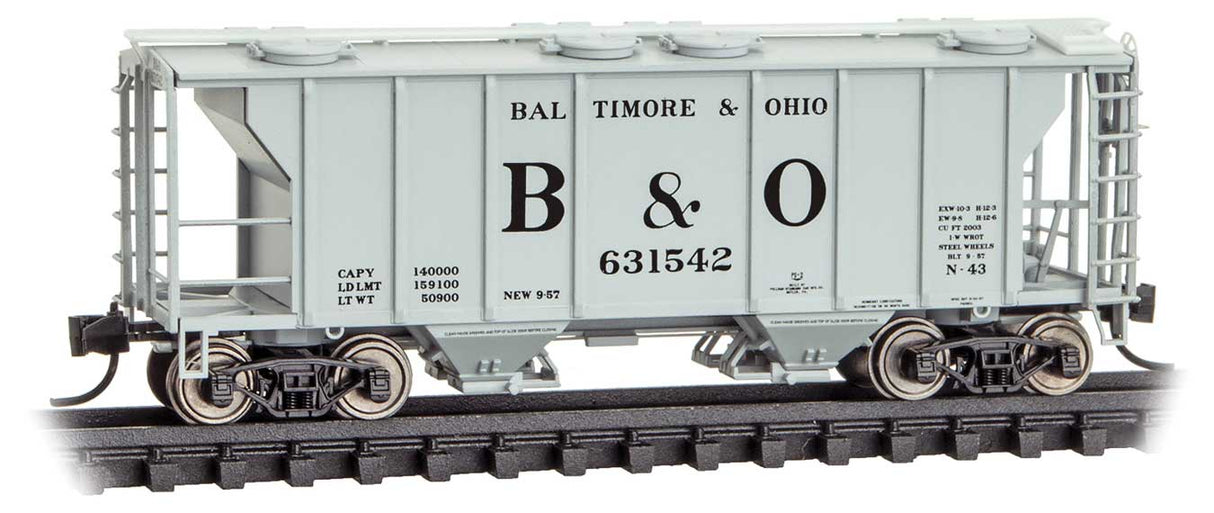 PS-2 2-Bay Covered Hopper - Ready to Run -- Baltimore & Ohio #631542 (gray, Large B&O)