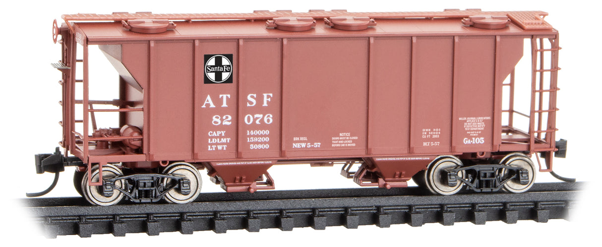 PS-2 2-Bay Covered Hopper - Ready to Run -- Santa Fe #82076 (Class GA-105, Boxcar Red)