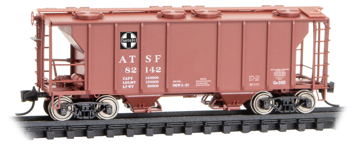 PS-2 2-Bay Covered Hopper - Ready to Run -- Santa Fe #82142 (Class GA-105, Boxcar Red)