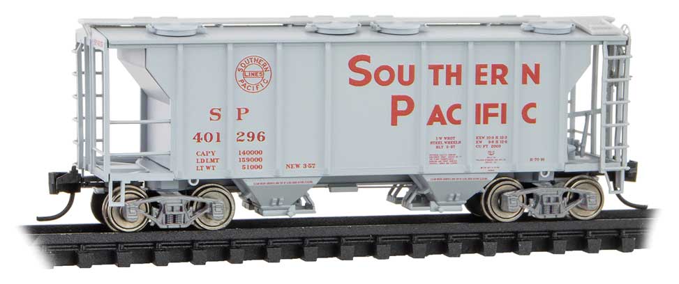 PS-2 2-Bay Covered Hopper - Ready to Run -- Southern Pacific #401296 (gray, red)