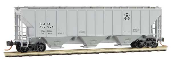 Micro-Trains Pullman-Standard PS-2 CD 4427 High-Side 3-Bay Covered Hopper - Ready to Run -- Baltimore & Ohio 602904 (gray, Small Capitol Dome Logo) - 489-9600160
