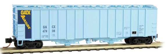 Micro-Trains 50' Airslide Covered Hopper - Ready to Run -- GATX Leasing GACX #47906 (blue, yellow; GATX Airslide on End) - 489-9800011