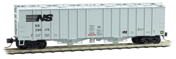 Micro-Trains 50' Airslide Covered Hopper - Ready to Run -- Norfolk Southern #290175 (gray, black) - 489-9800021