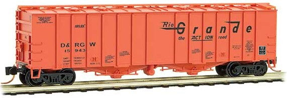 Micro-Trains 50' Airslide Covered Hopper - Ready to Run -- Denver & Rio Grande Western 15943 (orange, Large Flying Grande Logo) - 489-9800070