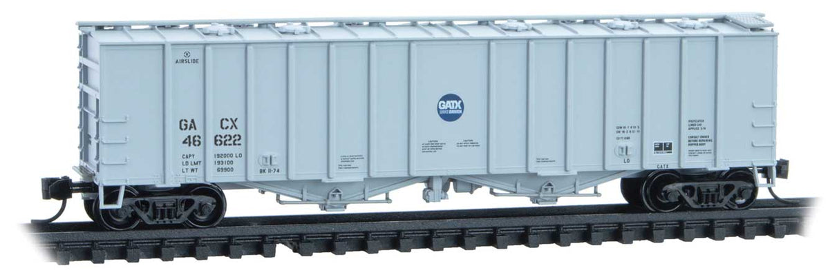 Micro-Trains 50' Airslide Covered Hopper - Ready to Run -- General American Transportation Corp. GATX #46622 (gray, blue) - 489-9800202
