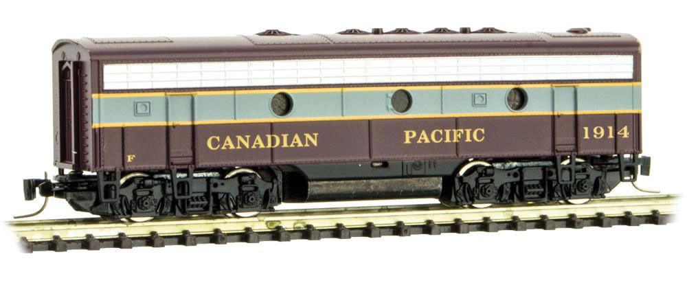Micro-Trains Z EMD F7B - Standard DC -- Canadian Pacific (gray, maroon, yellow, Block Lettering)