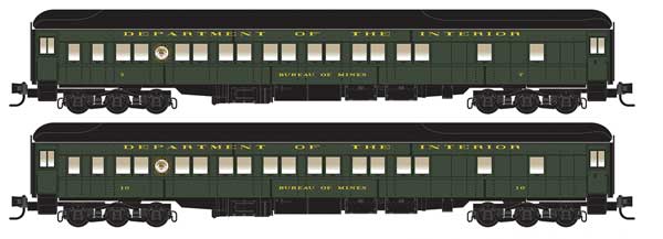 Micro-Trains Pullman Plan #3410 Heavyweight 12-1 Sleeper 2-Pack Jewel Cases - Ready to Run -- United States Department of the Interior #7, 10 (Pullman Green, black) - 489-98302213