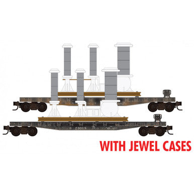 Micro-Trains 50' Fishbelly-Side Flatcar w/Power Insulator 2-Pack - Ready to Run - Jewel Cas -- Denver & Rio Grande Western #23018, 23027 (Weathered, black) - 489-98302232