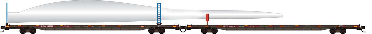 Micro-Trains 983 02 284 N 89'4" Flatcar Set w/Wind Turbine Blade & Holder Kit - Ready to Run -- Transportation Technology Services PEYX #105589, 105579 (BNSF Turbine Train)