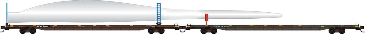 Micro-Trains 983 02 285 N 89'4" Flatcar Set w/Wind Turbine Blade & Holder Kit - Ready to Run -- Transportation Technology Services PEYX #2066, 2075 (BNSF Turbine Train)