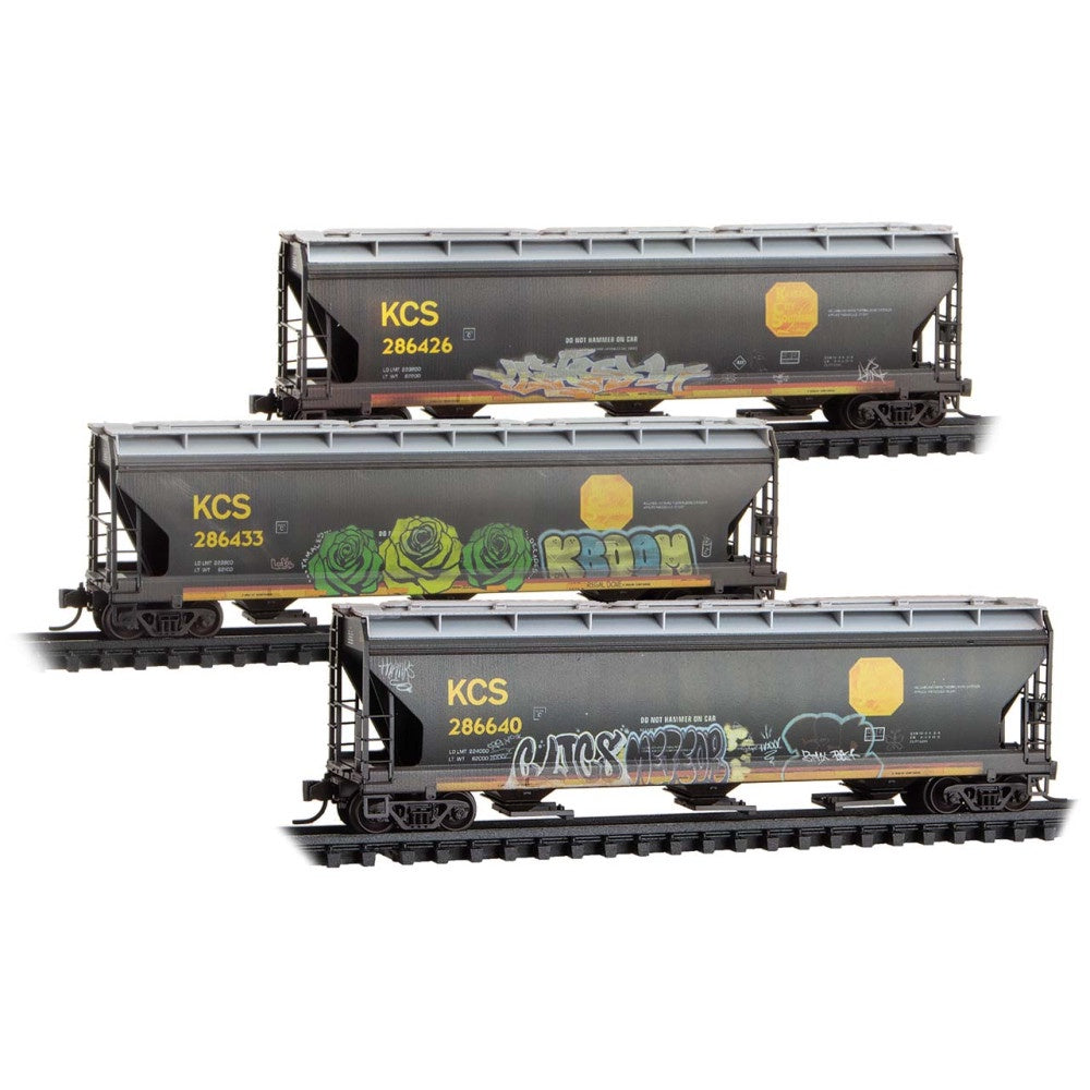 Micro-Trains N 3-Bay Covered Hoppers 3-Pk Weathered - KCS