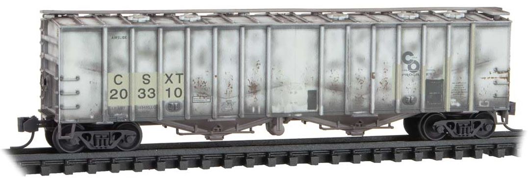 Micro-Trains 50' Airslide Covered Hopper - Ready to Run -- CSX #203310 (Ex-C&O, Weathered, gray, Progress Logo, Family Tree 3) - 489-9844180