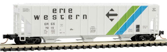 Micro-Trains Evans 100-Ton 3-Bay Covered Hopper - Ready to Run -- Erie Western ERES 7015 (white, blue, green) - 489-9900210