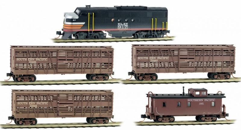 Micro-Trains Stock Car Train Set -- F7, Stock Cars, Caboose - 489-99301420