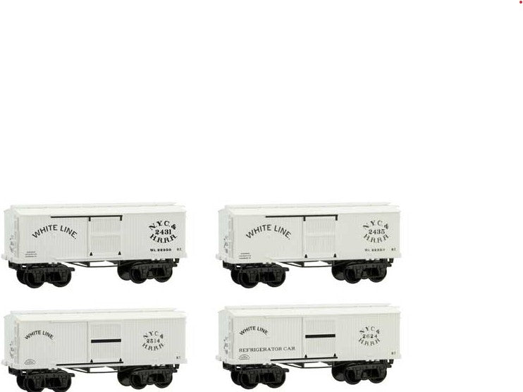 Micro-Trains Civil War Era 26' Wood Boxcar 4-Pack - Ready to Run -- NYC&HR #2431, 2435, 2624, 2514 (White Line; white, black) - 489-99301740