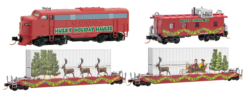 Micro-Trains Husky Holiday Hauler Christmas Train-Only Set - Standard DC -- EMD FTA Diesel & 3 Cars - 489-99321290