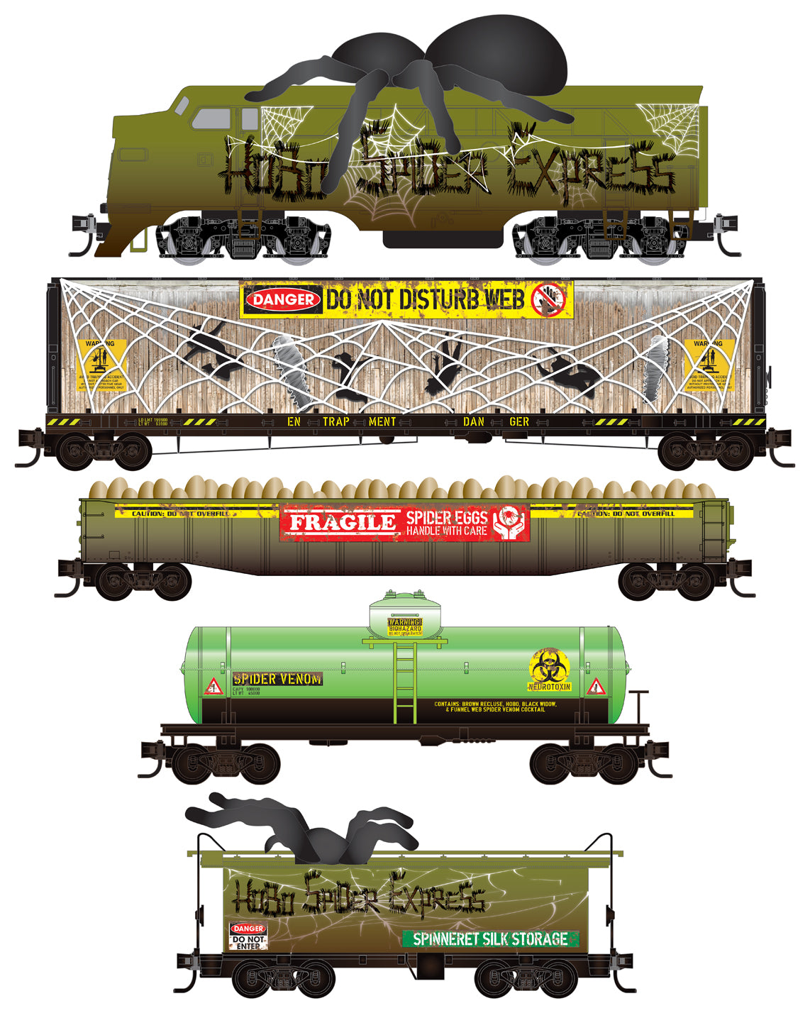 Micro-Trains Hobo Spider Express Halloween Train Set - Standard DC -- EMD FT-A, 5 Cars - 489-99321350