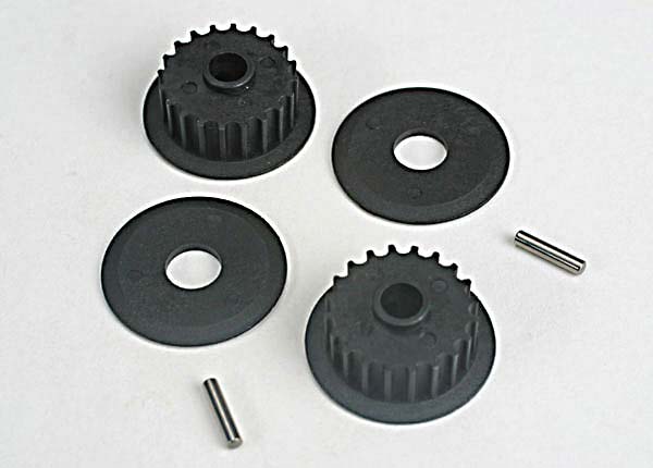 Traxxas 4895 Pulleys , 20-groove (middle) (2) / flanges (2) / Axle pins (2) - TRA4895