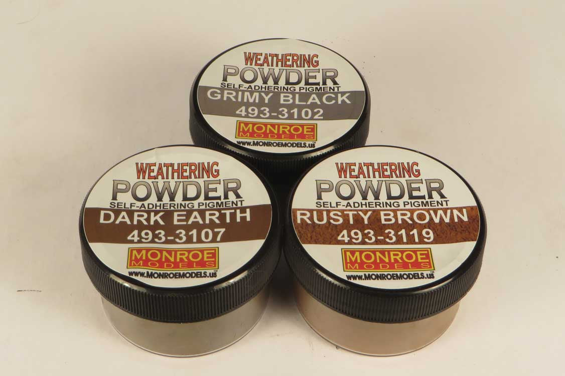 Monroe Models Grit & Grime Weathering Powder Set -- 1 Each: Grimy Black, Dark Earth, Rusty Brown - 493-2912