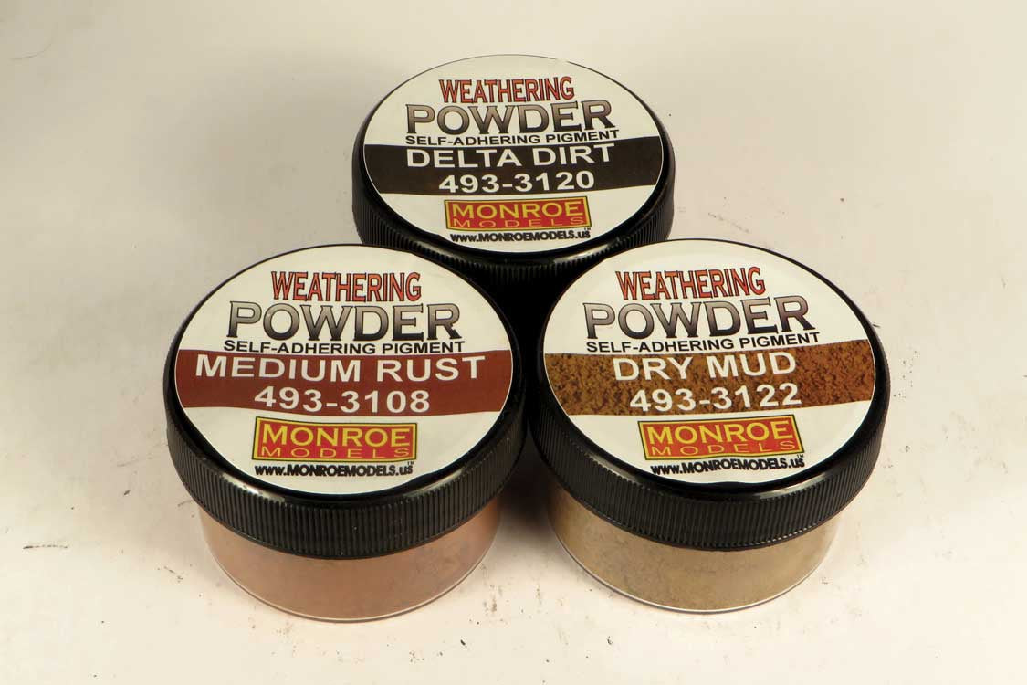 Monroe Models Dirt & Rust Weathering Powder Set -- 1 Each: Delta Dirt, Dry Mud, Medium Rust - 493-2914