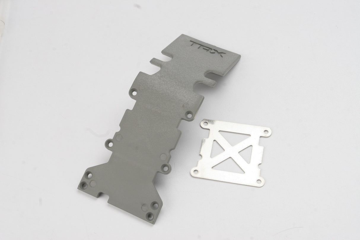 Traxxas 4938A SkidPlate, Rear plastic (grey)/ stainless steel Plate - TRA4938A