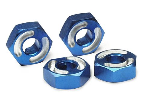 Traxxas 4954X Wheel hubs , Hex ,  6061-T6 aluminum (blue) (4) / Axle pins (2.5x10mm) (4) - TRA4954X
