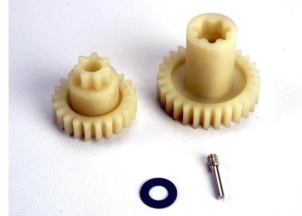 Traxxas 4995 Primary gears: forward (28-T)/ reverse (22-T)/ set screw yoke pin, M3/12 (1)/ 5x10x0.5mm PTFE-coated washer (1) - TRA4995
