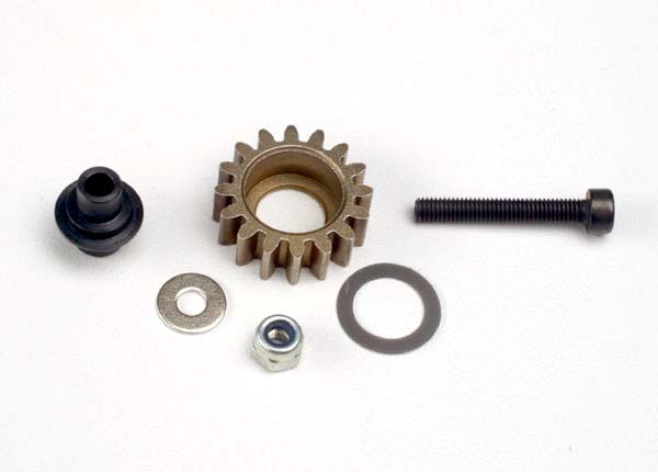 Traxxas 4996 Idler gear, steel (16-tooth)/ idler gear shaft/ 3x8mm flat metal washer/ 8x12x0.5mm PTFE-coated washer/ 3x6mm flat metal washer/ 3mm nylon locknut 3x20mm cap Hex machine screw - TRA4996