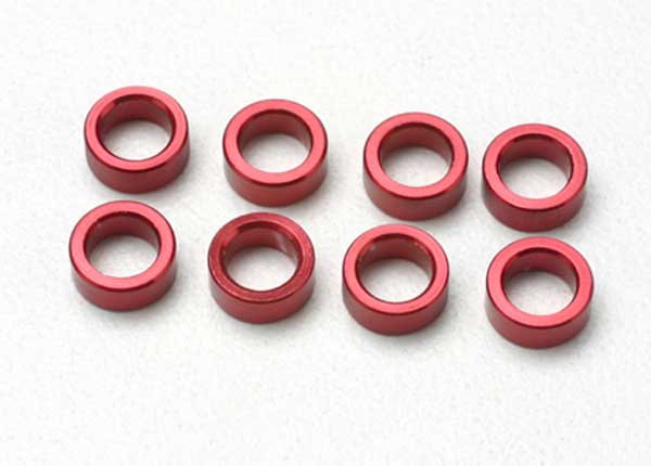 Traxxas 5133 Spacer, Pushrod (aluminum, - Red) (use with 5318 or 5318X Pushrod and 5358 progressive 2 rockers) (8) - TRA5133