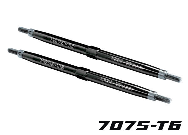 Traxxas 5143A Toe links, T-Maxx/E-Maxx (TUBES black-anodized, 7075-T6 aluminum, stronger than titanium) (124mm, Rear) (2)/ rod ends (4)/ aluminum wrench (1) (For T-Maxx/E-Maxx models w/sealed pivot ball suspension & 3.8' Wheels) - TRA5143A