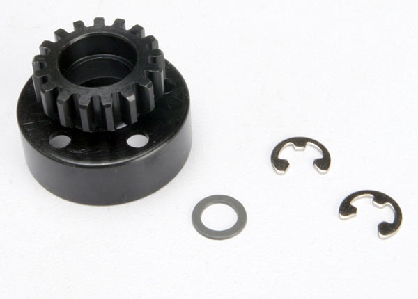 Traxxas 5217 Clutch bell (17-tooth)/5x8x0.5mm fiber washer (2)/ 5mm e-clip (requires 5x11x4mm ball bearings part #4611) (1.0 metric pitch) - TRA5217
