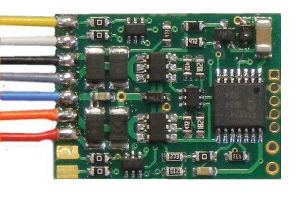 NCE D13W 4-Function DCC Control Decoder - Wired -- Single; 1.03 x .63 x .185" 26 x 16.5 x 4.7mm - NCE 5240171