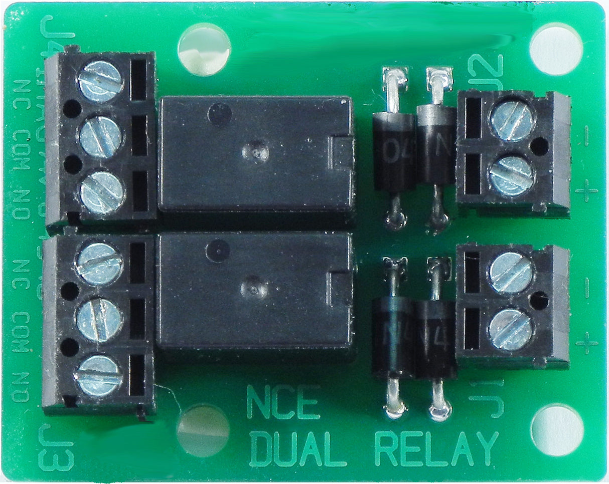 NCE Dual Relay -- 2-Amp Relay for Connection to Switch-It or Switch 8 Accessory Decoder - NCE 5240236