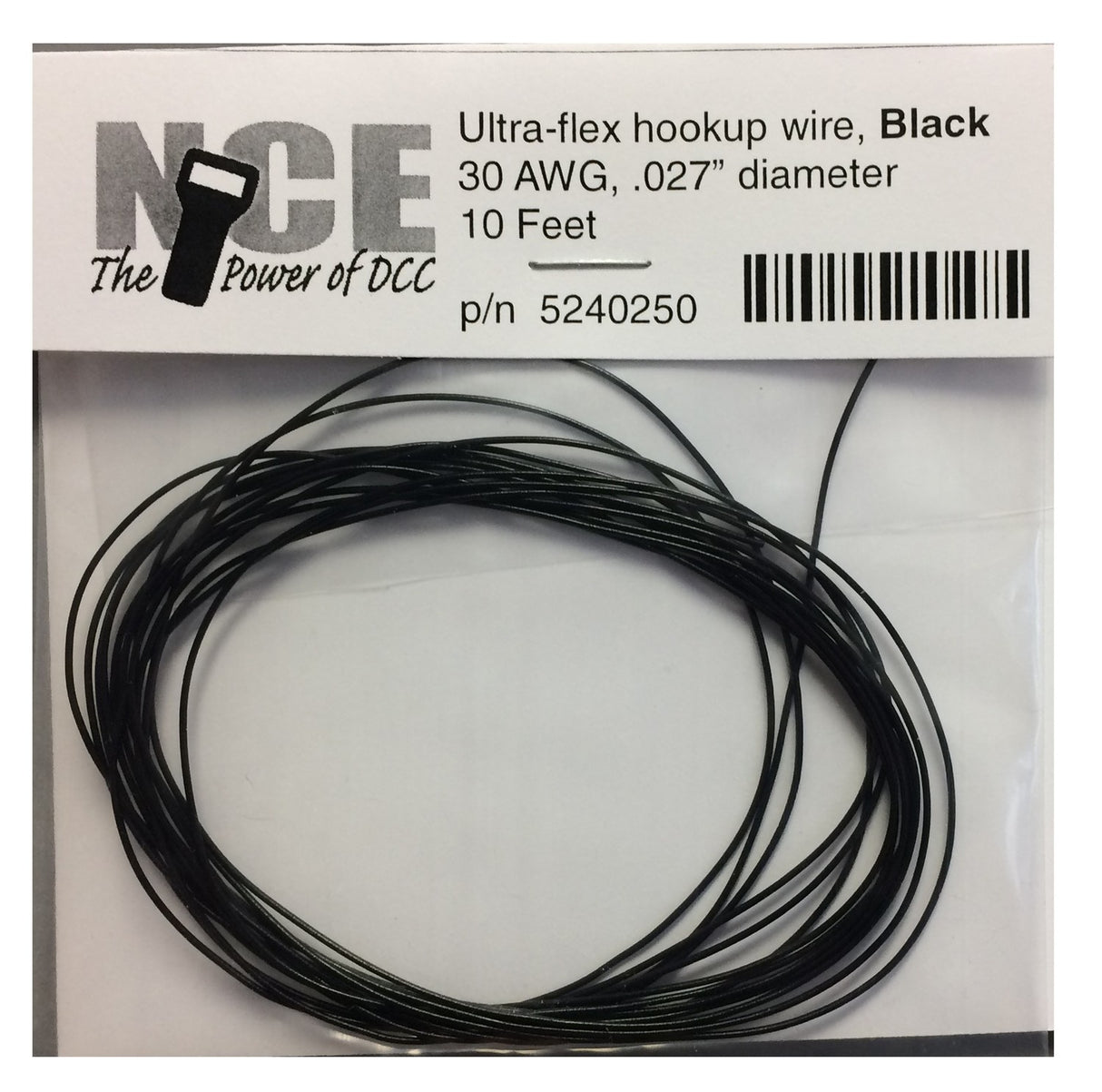 NCE Ultraflex Hook-Up 32AWG .023 Diameter Wire -- Black 10' 3.05m - NCE 5240250