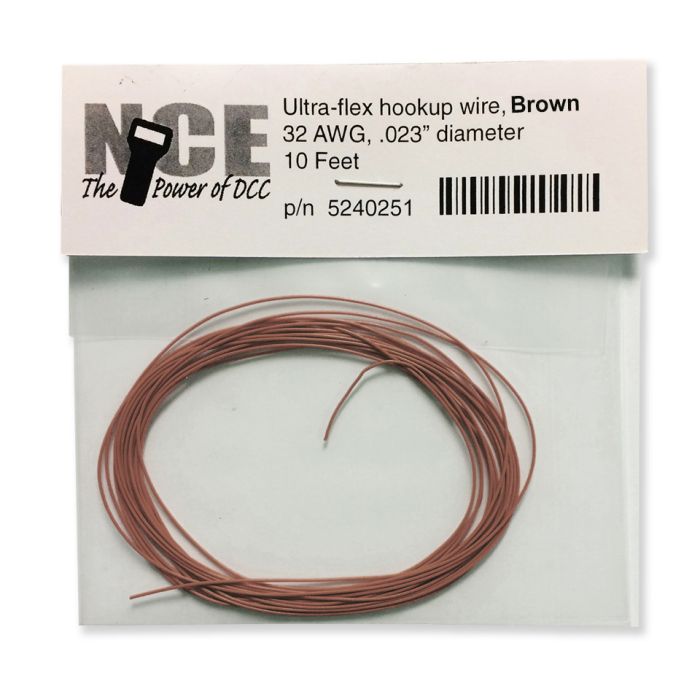 NCE Ultraflex Hook-Up 32AWG .023 Diameter Wire -- Brown 10' 3.05m - NCE 5240251
